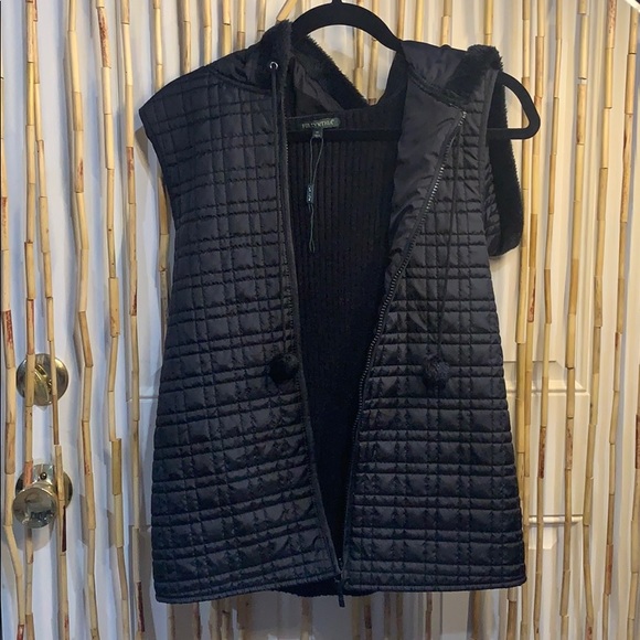 For Cynthia Jackets & Blazers - Black hooded zip up vest